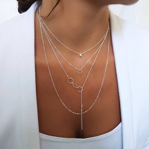 💎🆕NIB Dainty Sterling Silver Necklace w/Swarovski Drop Bead - Picture 3 of 5